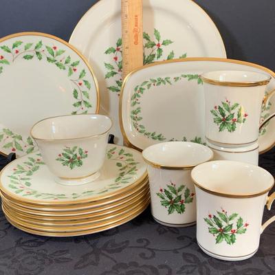 LOT 145. Collection of Lenox Holiday - Holy and Berry Patter Plates, Cups and More