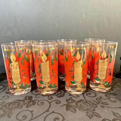 LOT 148: Vintage Christmas - Set of Eight (8) Candlelit 12 oz Tumblers In Original Box, Christmas Plates and More