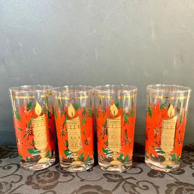 LOT 148: Vintage Christmas - Set of Eight (8) Candlelit 12 oz Tumblers In Original Box, Christmas Plates and More