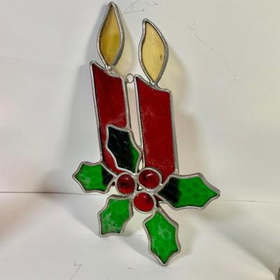 LOT 150: Collection of Vintage Holiday Stain Glass Decorations and More