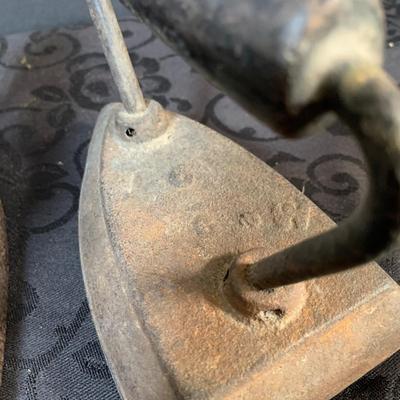 LOT 152: Antique/Vintage Irons, Bells, Oil Cans and More