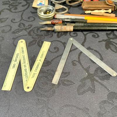 LOT 153: Assortment of Antique/ Vintage Pens, Bottle Openers, Pins, Paperweights and More