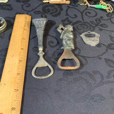 LOT 153: Assortment of Antique/ Vintage Pens, Bottle Openers, Pins, Paperweights and More