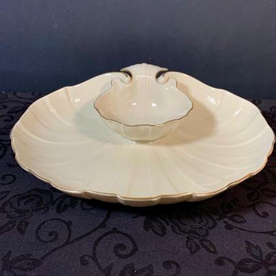 LOT 155: Collection of Lenox China Featuring Aegean Gold Trim Clam Shell Chip and Dip Bowl, Swan, Bird and Other Bowls