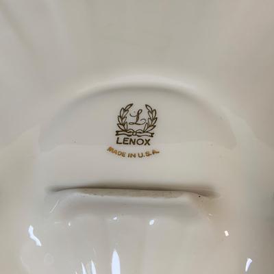 LOT 155: Collection of Lenox China Featuring Aegean Gold Trim Clam Shell Chip and Dip Bowl, Swan, Bird and Other Bowls