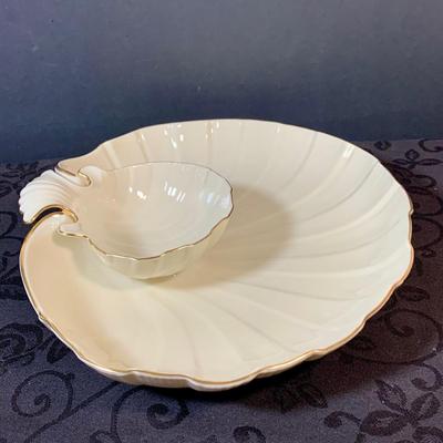 LOT 155: Collection of Lenox China Featuring Aegean Gold Trim Clam Shell Chip and Dip Bowl, Swan, Bird and Other Bowls