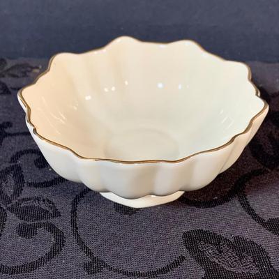 LOT 155: Collection of Lenox China Featuring Aegean Gold Trim Clam Shell Chip and Dip Bowl, Swan, Bird and Other Bowls