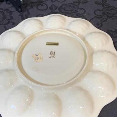LOT 156: Lenox Egg Platter, Salt and Pepper Shakers, and Cream and Sugar Set