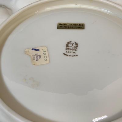 LOT 156: Lenox Egg Platter, Salt and Pepper Shakers, and Cream and Sugar Set