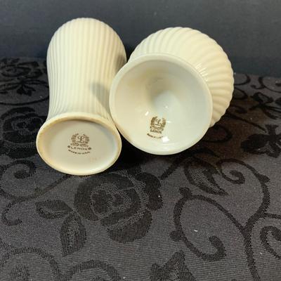 LOT 157: Collection of Lenox Vases, Special Edition Wildflower Candle Stick Holders, Three Section Leaf Bowl and Pierced Westbury Bowl