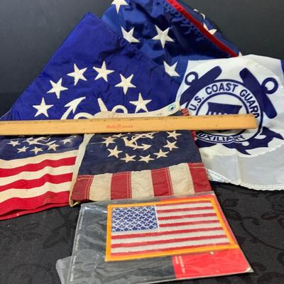 LOT 161: Collection of US Coast Guard and Yacht Flags and US Flag and Patch