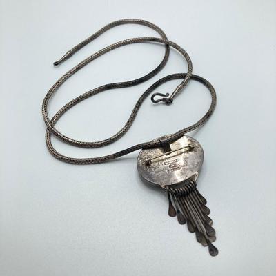 LOT 163: Sterling Pendants - Mexico Silver Black Onyx Pendant/Brooch Necklace and Turquoise Pendant