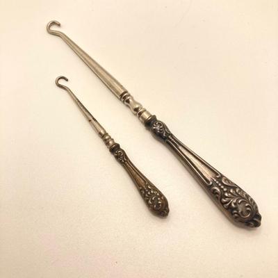 LOT 165: Vintage Sterling Handle Collection - Brush, Pumice Stone, Files, Hook Boot Lace Threaders and Letter Opener