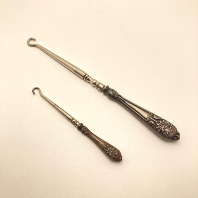 LOT 165: Vintage Sterling Handle Collection - Brush, Pumice Stone, Files, Hook Boot Lace Threaders and Letter Opener