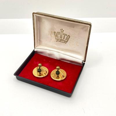 LOT 166: Vintage Amita Damascene Jewelry Collection - Pendant / Brooch and Screw Back Earrings