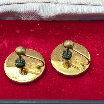 LOT 166: Vintage Amita Damascene Jewelry Collection - Pendant / Brooch and Screw Back Earrings