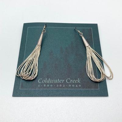 LOT 167: Collection of Sterling Pierced Earrings - Coldwater Creek Liquid Silver Dangle, Hoops and Loops Silver and Cubic Zirconia Styles