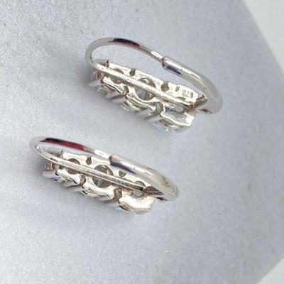 LOT 167: Collection of Sterling Pierced Earrings - Coldwater Creek Liquid Silver Dangle, Hoops and Loops Silver and Cubic Zirconia Styles