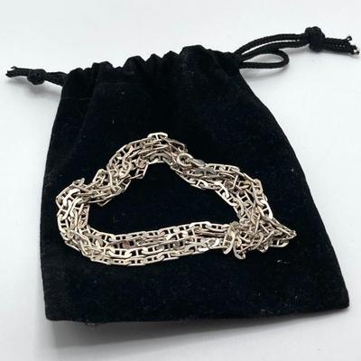 LOT 168: Sterling Jewelry Collection - Chain, Monogrammed Belt Buckle, Tie Tack, Vintage Charm Bracelet with Charms and More