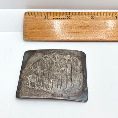 LOT 168: Sterling Jewelry Collection - Chain, Monogrammed Belt Buckle, Tie Tack, Vintage Charm Bracelet with Charms and More