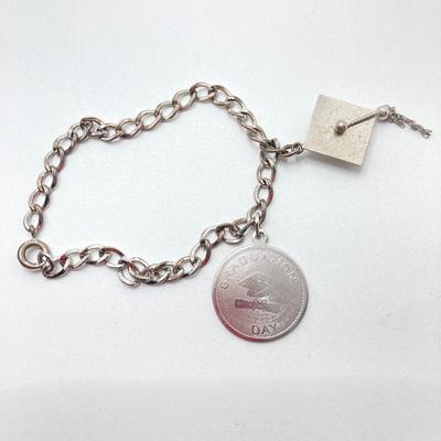 LOT 168: Sterling Jewelry Collection - Chain, Monogrammed Belt Buckle, Tie Tack, Vintage Charm Bracelet with Charms and More
