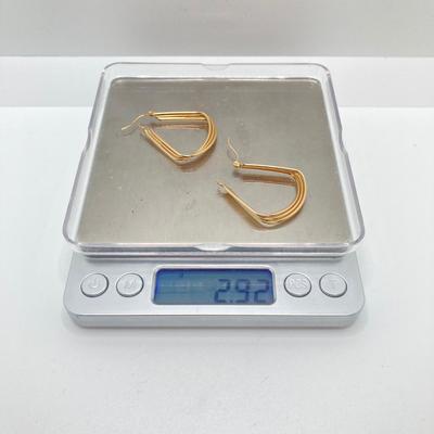 LOT 172: Gold Triple Layer Pierced Earrings - 14KT, TW 2.92g