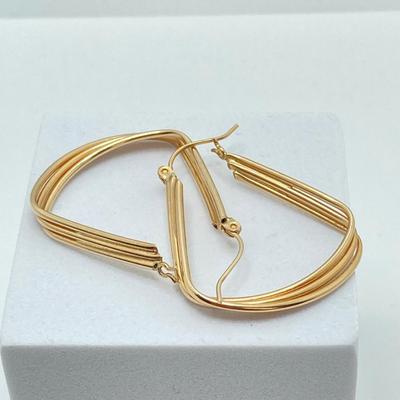 LOT 172: Gold Triple Layer Pierced Earrings - 14KT, TW 2.92g