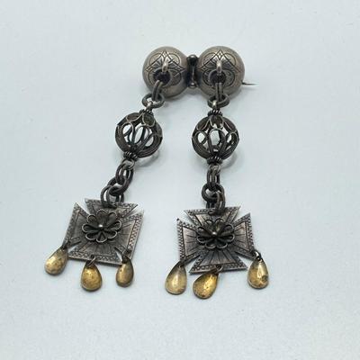 LOT 176: Vintage Sterling Jewelry Collection - 830 Dangling Pin and Screw Back Earrings and Unmarked Pierced Earrings