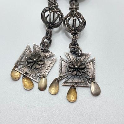 LOT 176: Vintage Sterling Jewelry Collection - 830 Dangling Pin and Screw Back Earrings and Unmarked Pierced Earrings
