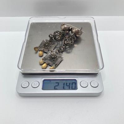LOT 176: Vintage Sterling Jewelry Collection - 830 Dangling Pin and Screw Back Earrings and Unmarked Pierced Earrings