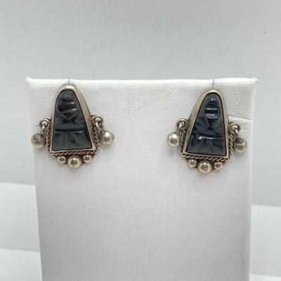 LOT 176: Vintage Sterling Jewelry Collection - 830 Dangling Pin and Screw Back Earrings and Unmarked Pierced Earrings
