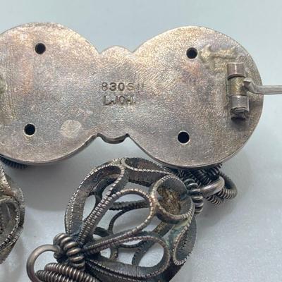 LOT 176: Vintage Sterling Jewelry Collection - 830 Dangling Pin and Screw Back Earrings and Unmarked Pierced Earrings
