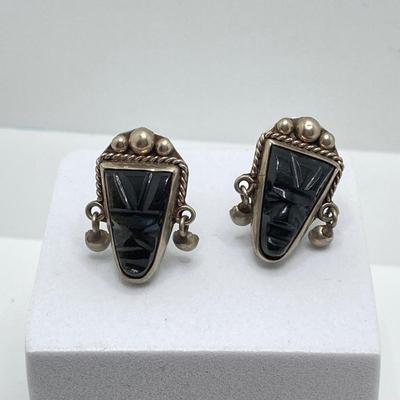LOT 176: Vintage Sterling Jewelry Collection - 830 Dangling Pin and Screw Back Earrings and Unmarked Pierced Earrings