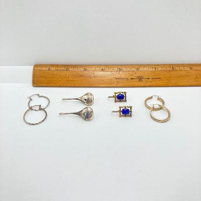 LOT 177: Collection of Pierced Sterling Earrings