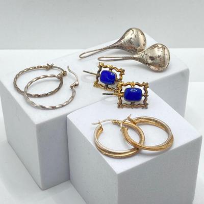 LOT 177: Collection of Pierced Sterling Earrings