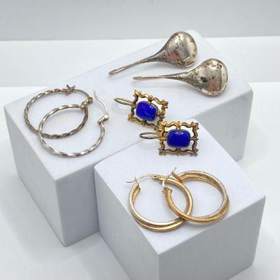 LOT 177: Collection of Pierced Sterling Earrings