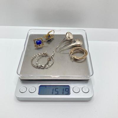LOT 177: Collection of Pierced Sterling Earrings