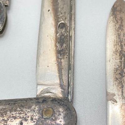 LOT 179: Collection of Vintage Ornate Folding Pen Knives - Marked 750 and Hallmarked Styles Included
