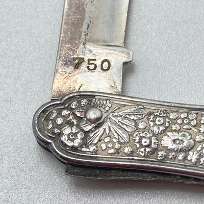 LOT 179: Collection of Vintage Ornate Folding Pen Knives - Marked 750 and Hallmarked Styles Included