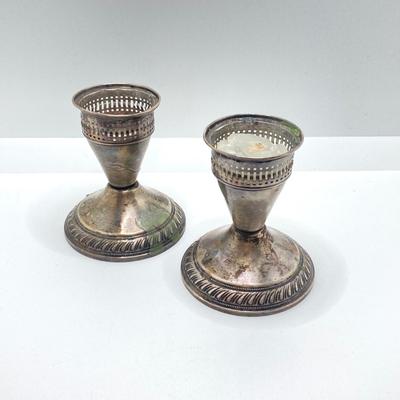 LOT 181: Vintage Matching Duchin Creation Weighted Sterling Candle Holders