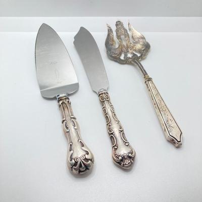 LOT 182: Large Collection of Vintage Sterling - Children's Cups, Spoons, Corn Cob Holders and Sterling Handled Serving Utensils