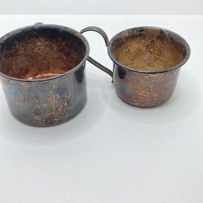 LOT 182: Large Collection of Vintage Sterling - Children's Cups, Spoons, Corn Cob Holders and Sterling Handled Serving Utensils