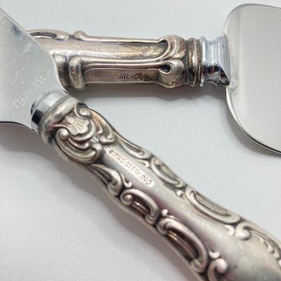 LOT 182: Large Collection of Vintage Sterling - Children's Cups, Spoons, Corn Cob Holders and Sterling Handled Serving Utensils
