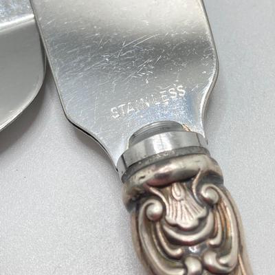 LOT 182: Large Collection of Vintage Sterling - Children's Cups, Spoons, Corn Cob Holders and Sterling Handled Serving Utensils