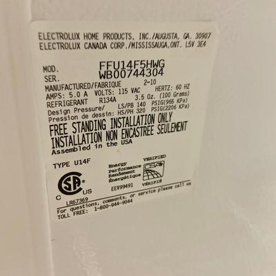 LOT 191: Frigidaire Model FFU14F5HWG Upright Freezer