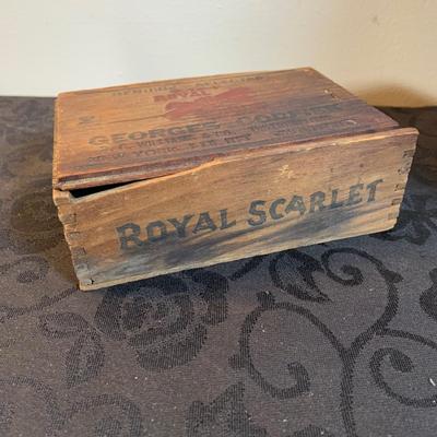 LOT 193: American Cutlery Kitchen Scale, Primitive Boxes, Bottle and Funnel