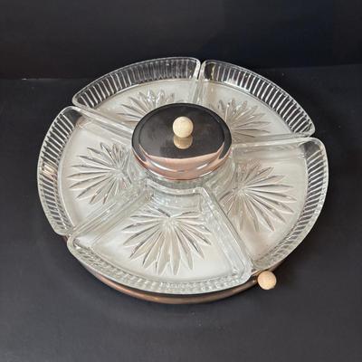 LOT 195: MCM Lazy Susans (1 Kromex), Bronze & Porcelain Fruit Knives, Germany, Antique Nutcracker & More
