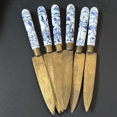 LOT 195: MCM Lazy Susans (1 Kromex), Bronze & Porcelain Fruit Knives, Germany, Antique Nutcracker & More