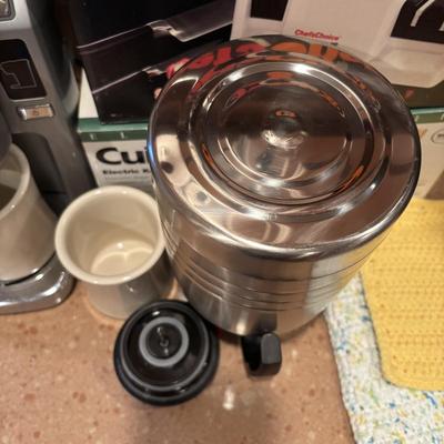 LOT 203: Kitchen Essentials: Keurig Model K10, Hot/Cold Carafe, Cuisinart Electric Knife, Chefs Choice Knife Sharpener & More