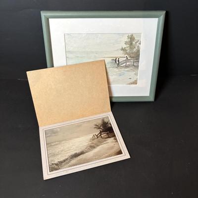 LOT 213: Landscape Watercolor Painting of Photo, Signed Huges 82, Photo Included